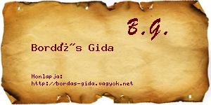 Bordás Gida névjegykártya